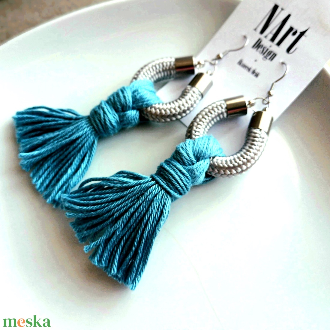 Türkiz Design fülbevaló - ékszer - fülbevaló - rojtos fülbevaló - Meska.hu