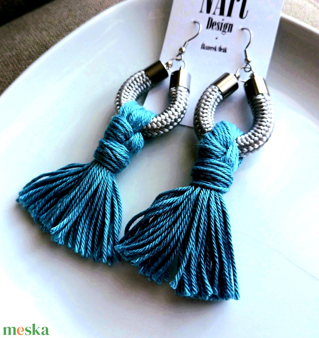 Türkiz Design fülbevaló - ékszer - fülbevaló - rojtos fülbevaló - Meska.hu