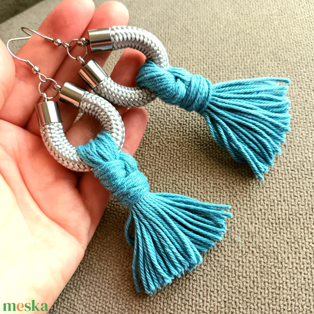 Türkiz Design fülbevaló - ékszer - fülbevaló - rojtos fülbevaló - Meska.hu