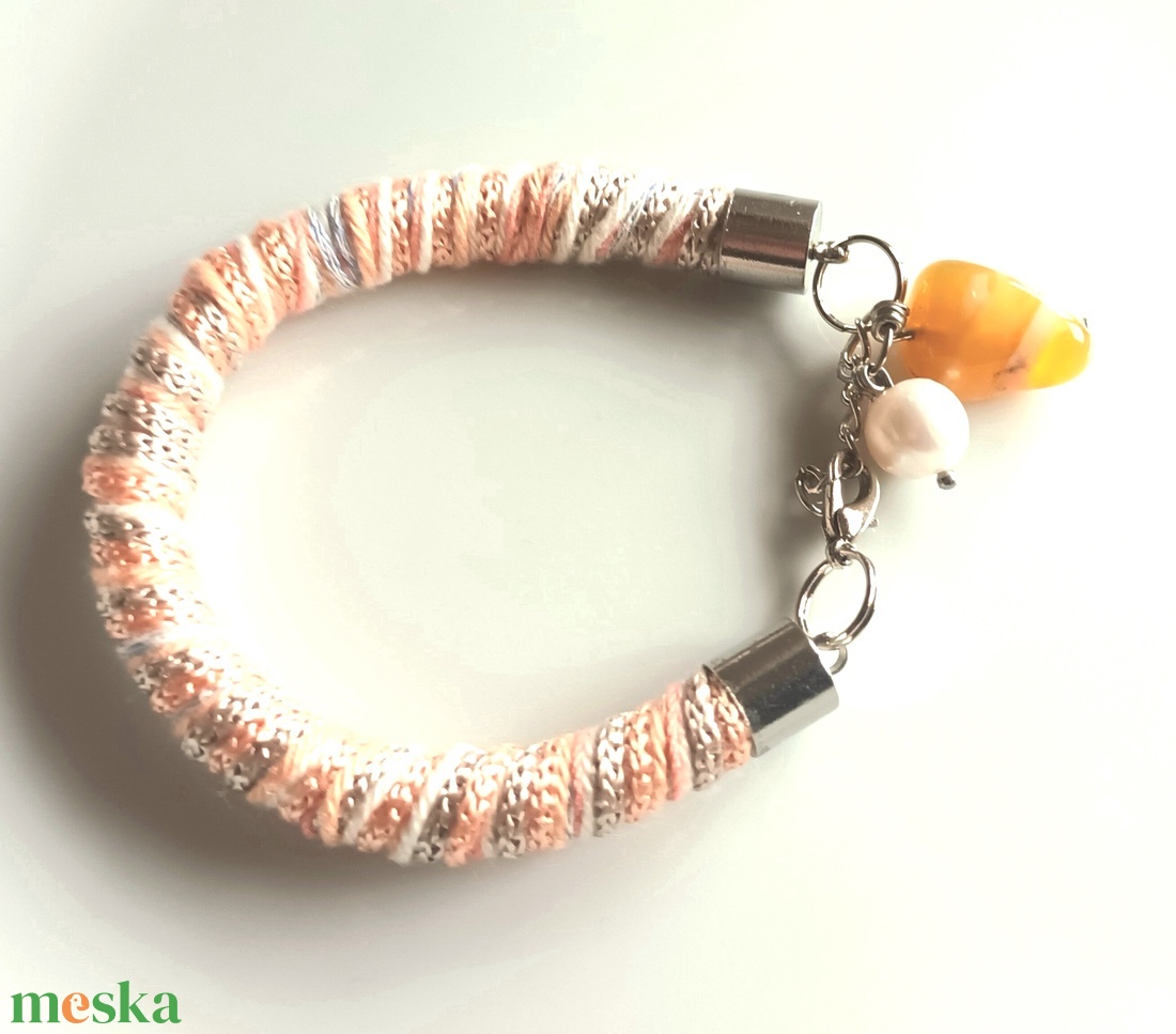 Brilles fonal karkötő ásványkővel, tenyésztett gyönggyel - ékszer - nyaklánc - statement nyaklánc - Meska.hu