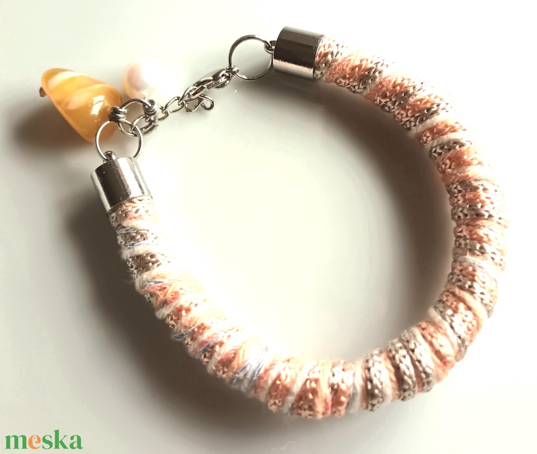 Brilles fonal karkötő ásványkővel, tenyésztett gyönggyel - ékszer - nyaklánc - statement nyaklánc - Meska.hu