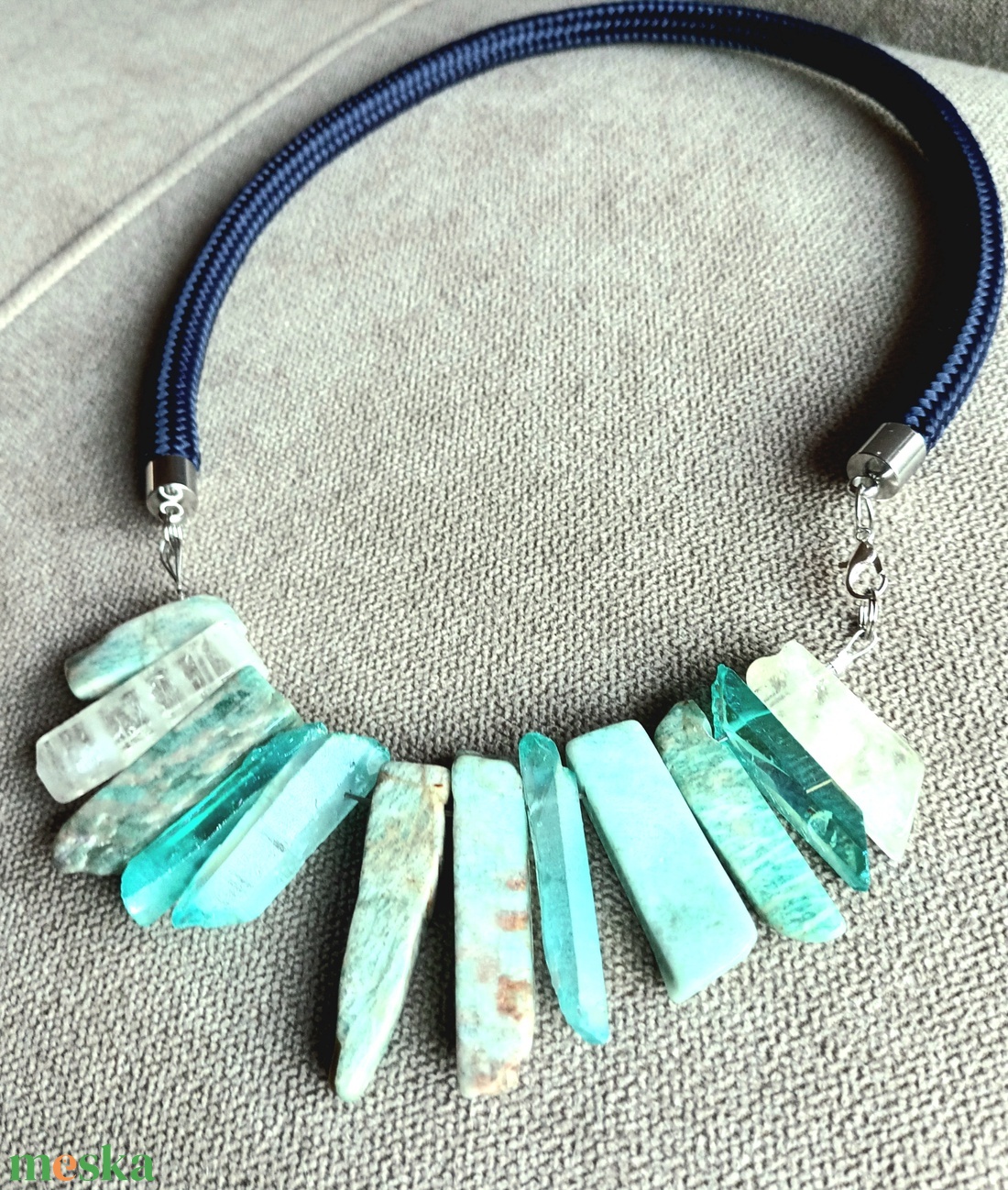 Türkíz ásvány nyaklánc - ékszer - nyaklánc - statement nyaklánc - Meska.hu