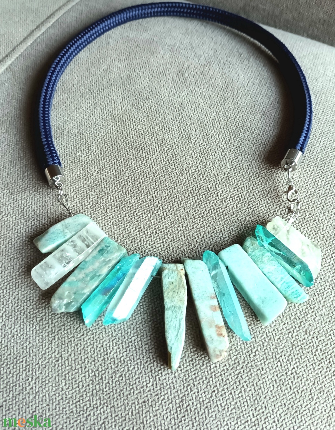 Türkíz ásvány nyaklánc - ékszer - nyaklánc - statement nyaklánc - Meska.hu
