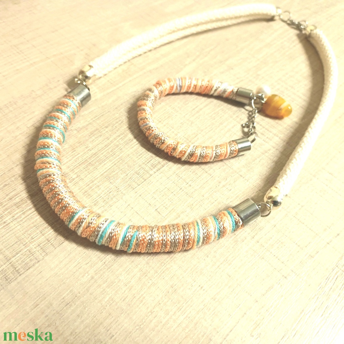 Pasztell türkíz - ékszer - nyaklánc - statement nyaklánc - Meska.hu