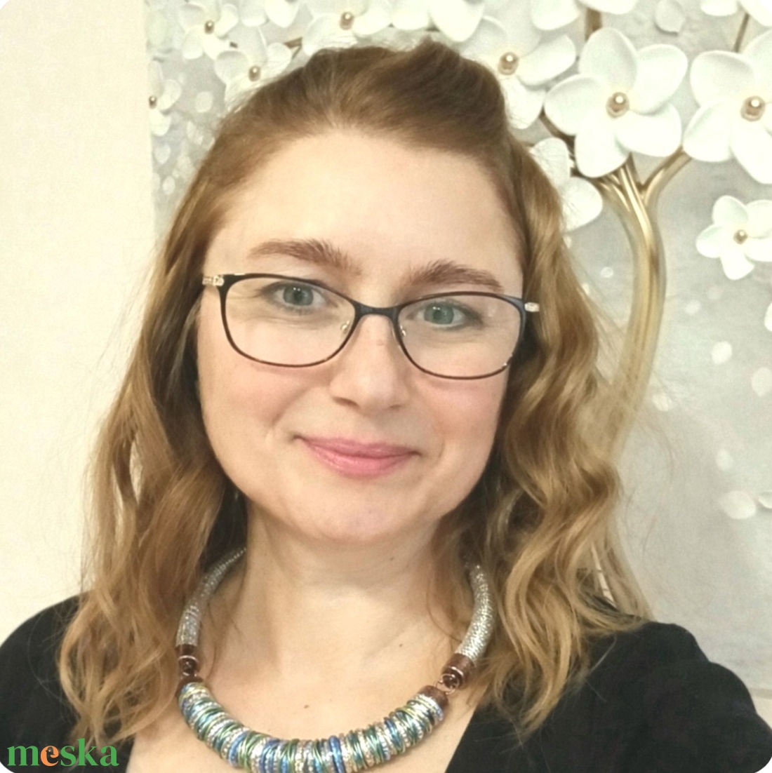 Beige, kék, ezüst fonal,  zsinór nyaklánc - ékszer - nyaklánc - statement nyaklánc - Meska.hu