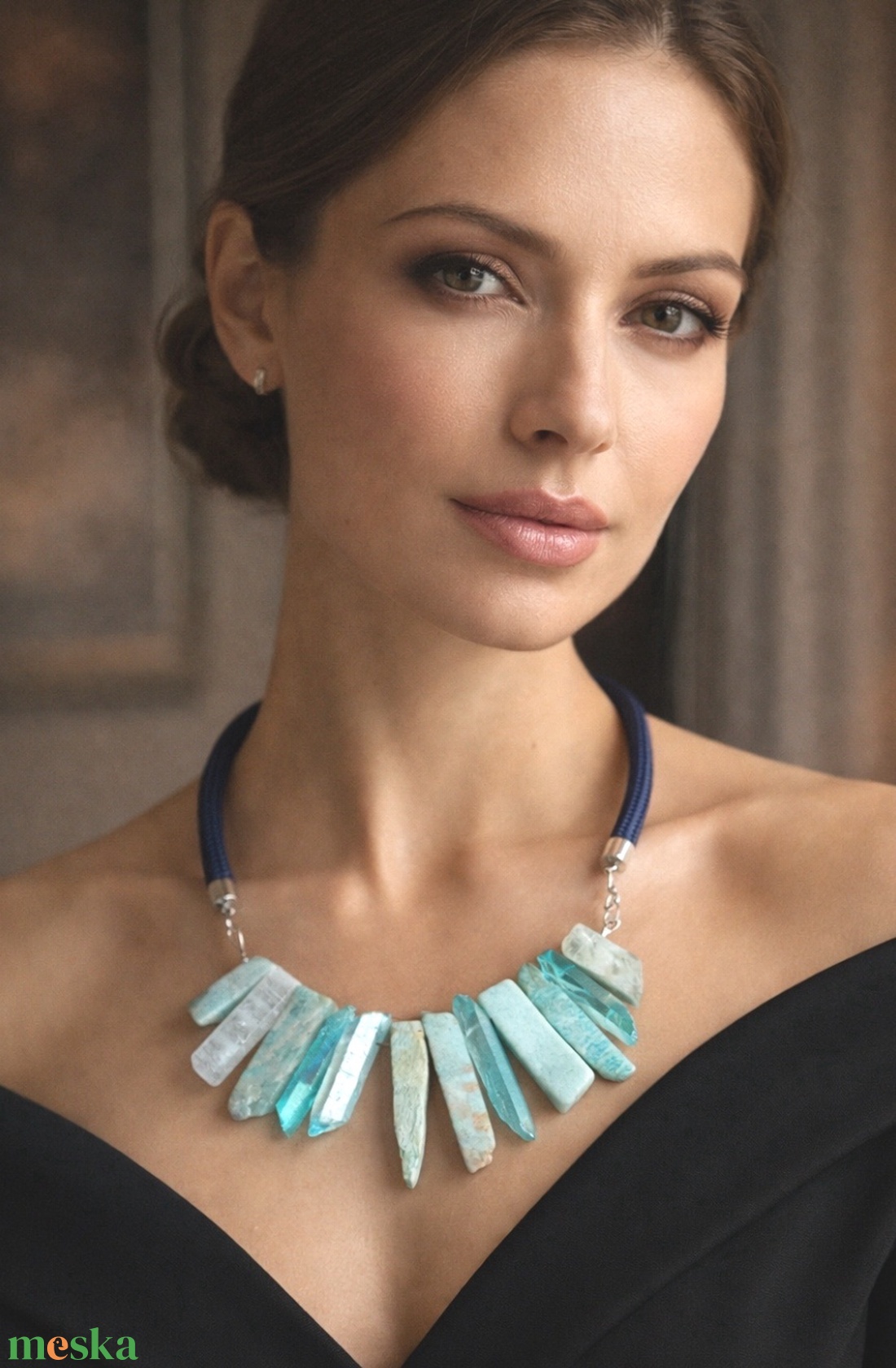 Türkíz ásvány nyaklánc - ékszer - nyaklánc - statement nyaklánc - Meska.hu