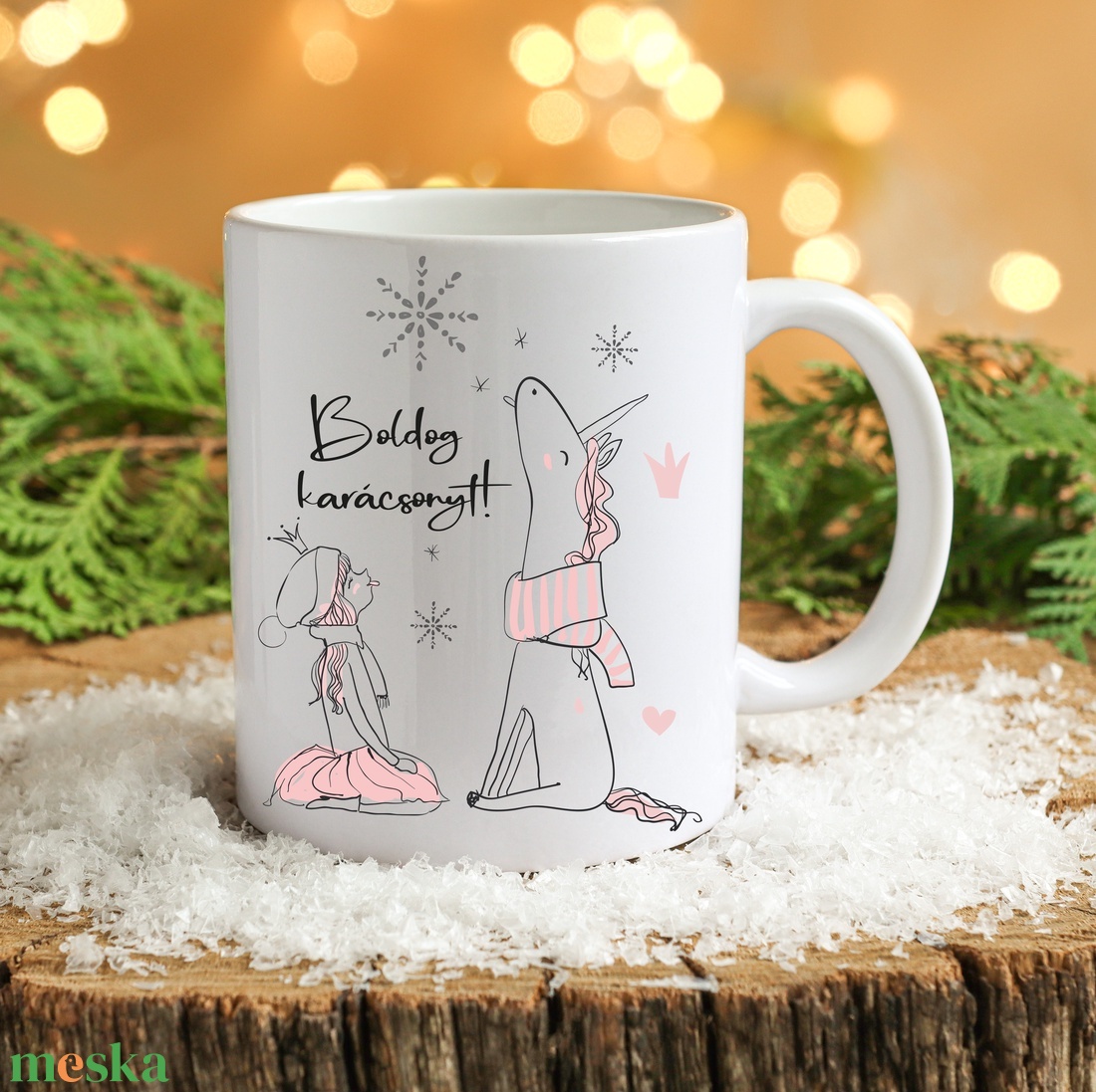 Unikornisos bögre - karácsony - karácsonyi lakásdekoráció - ünnepi asztaldekoráció - Meska.hu