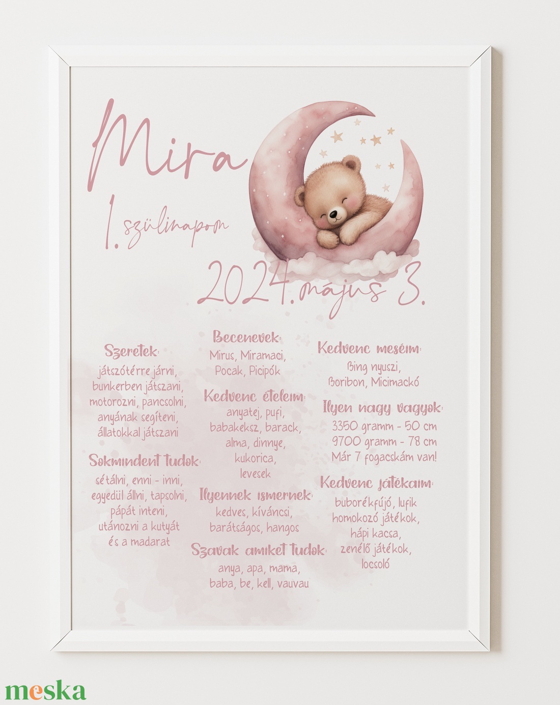 1. szülinapom plakát - emlékőrző - otthon & életmód - babaszoba, gyerekszoba - babaszoba dekoráció - Meska.hu