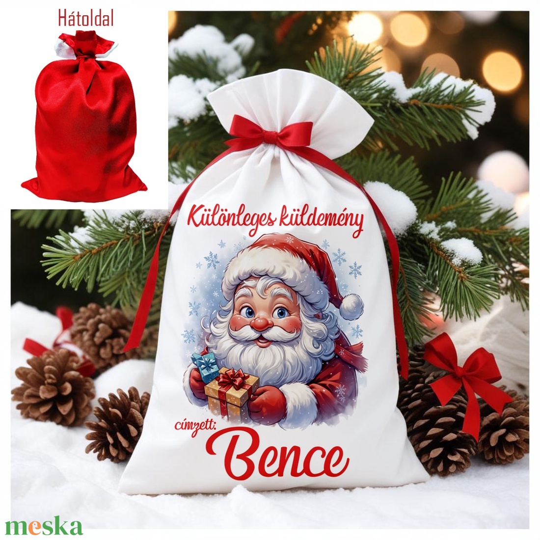 Névre szóló Mikulás zsák - karácsony - mikulás - mikulás zsák - Meska.hu
