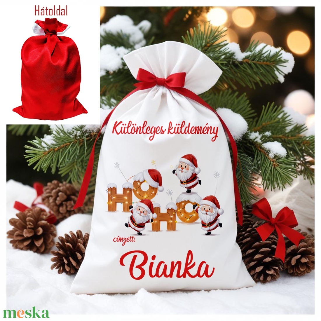 Névre szóló Mikulás zsák - karácsony - mikulás - mikulás zsák - Meska.hu