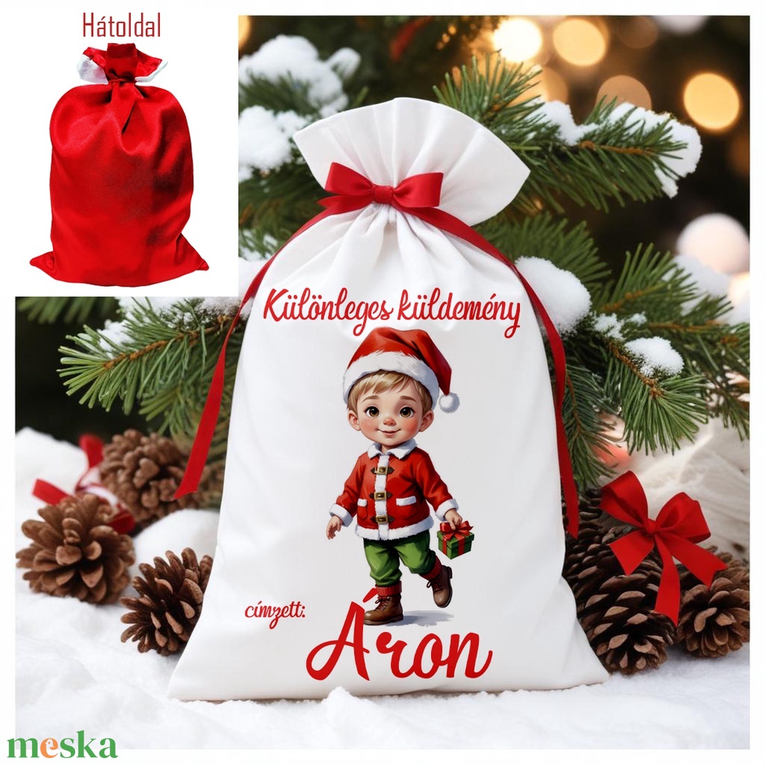Névre szóló Mikulás zsák - karácsony - mikulás - mikulás zsák - Meska.hu