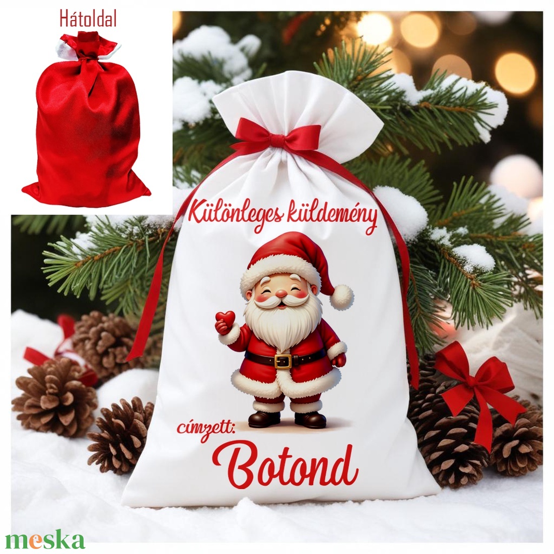 Névre szóló Mikulás zsák - karácsony - mikulás - mikulás zsák - Meska.hu