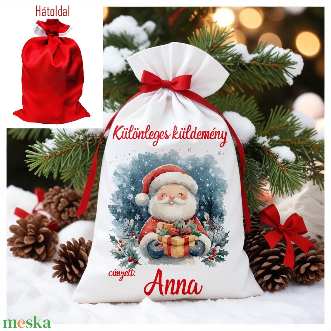 Névre szóló Mikulás zsák - karácsony - mikulás - mikulás zsák - Meska.hu