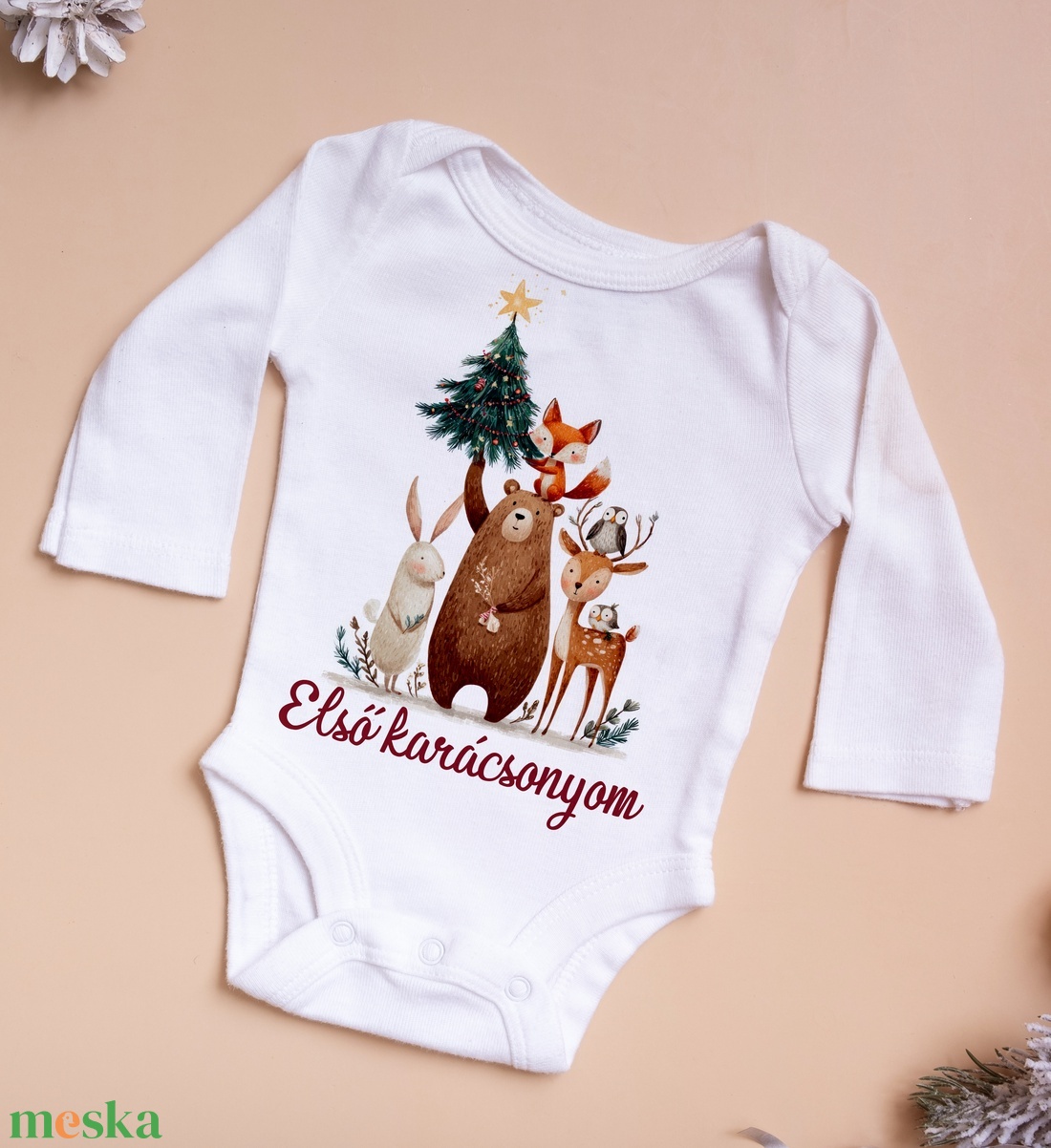 Karácsonyi body - egyedi grafikával - baba - mama - babaruházat - baba body - Meska.hu
