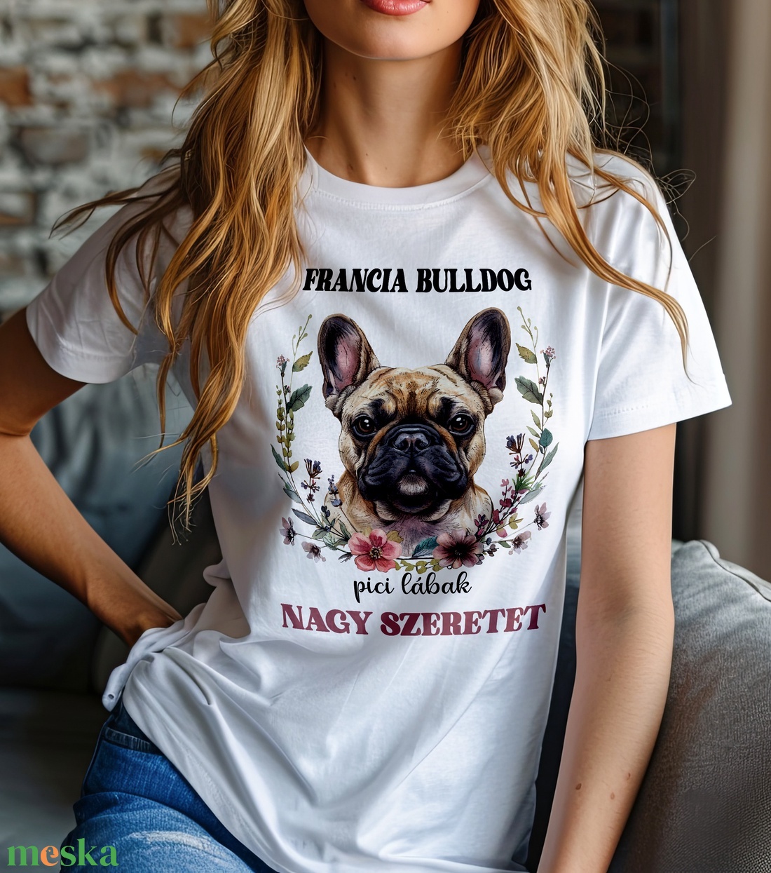 Francia bulldog - póló - ruha & divat - női ruha - póló, felső - Meska.hu