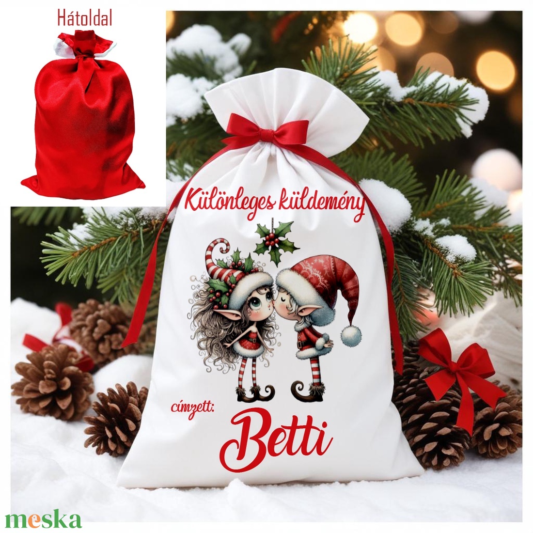 Névre szóló Mikulás zsák - karácsony - mikulás - mikulás zsák - Meska.hu