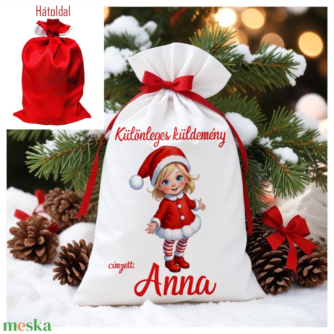 Névre szóló Mikulás zsák - karácsony - mikulás - mikulás zsák - Meska.hu