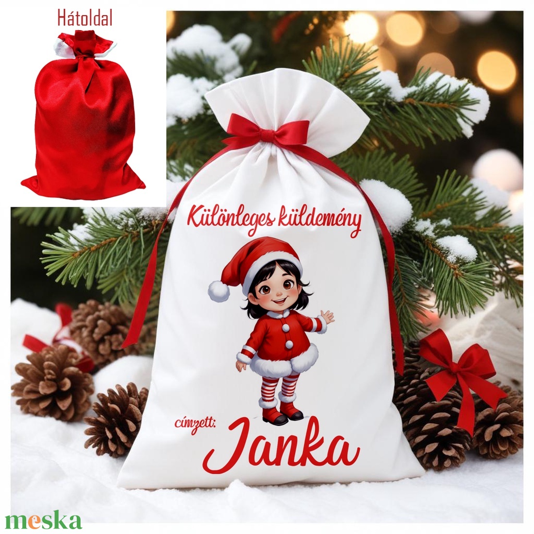Névre szóló Mikulás zsák - karácsony - mikulás - mikulás zsák - Meska.hu