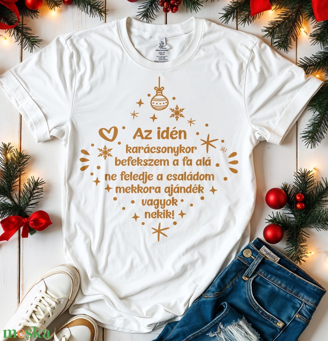 Karácsonyi póló - ruha & divat - női ruha - póló, felső - Meska.hu