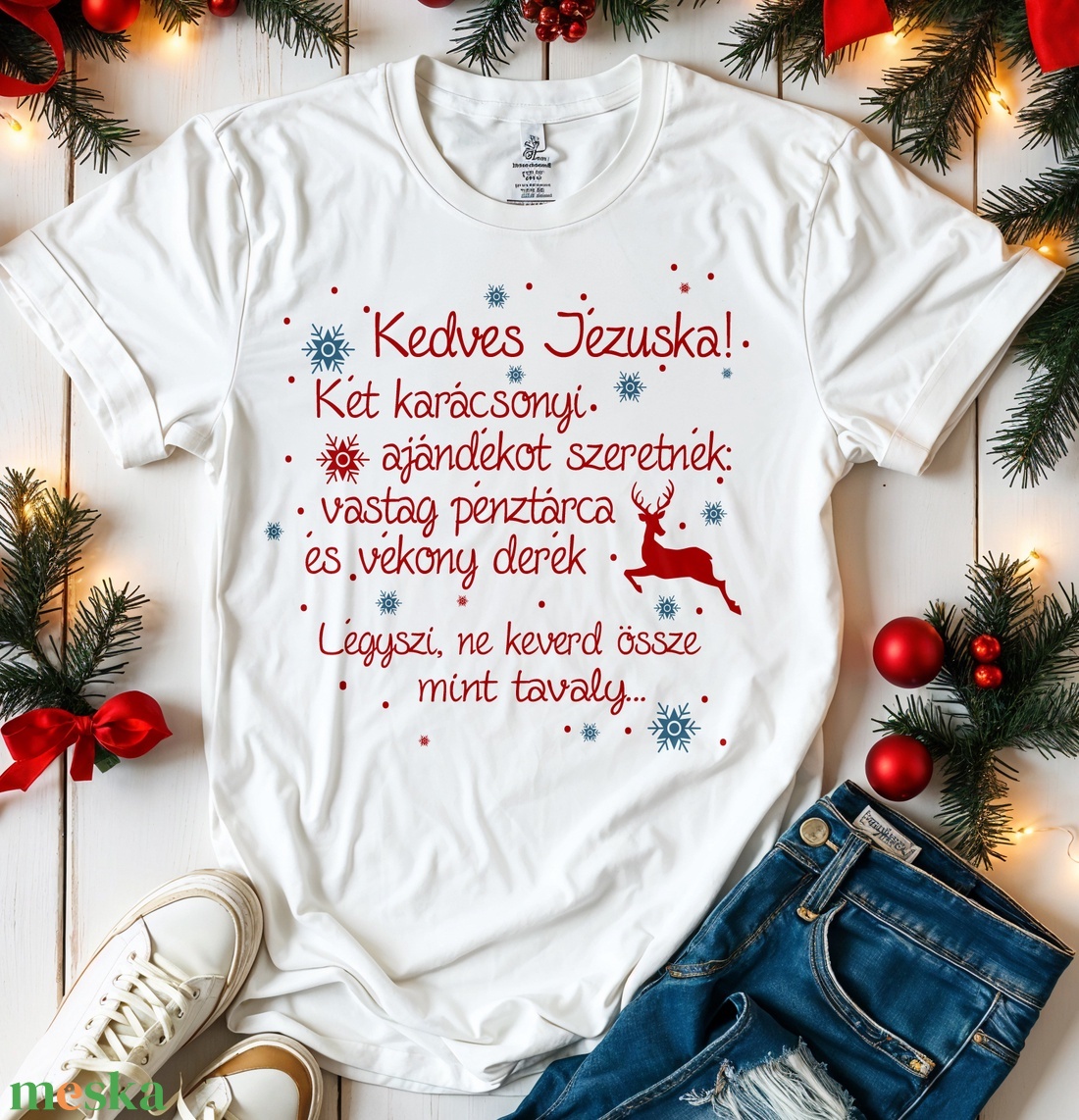 Karácsonyi póló - ruha & divat - női ruha - póló, felső - Meska.hu