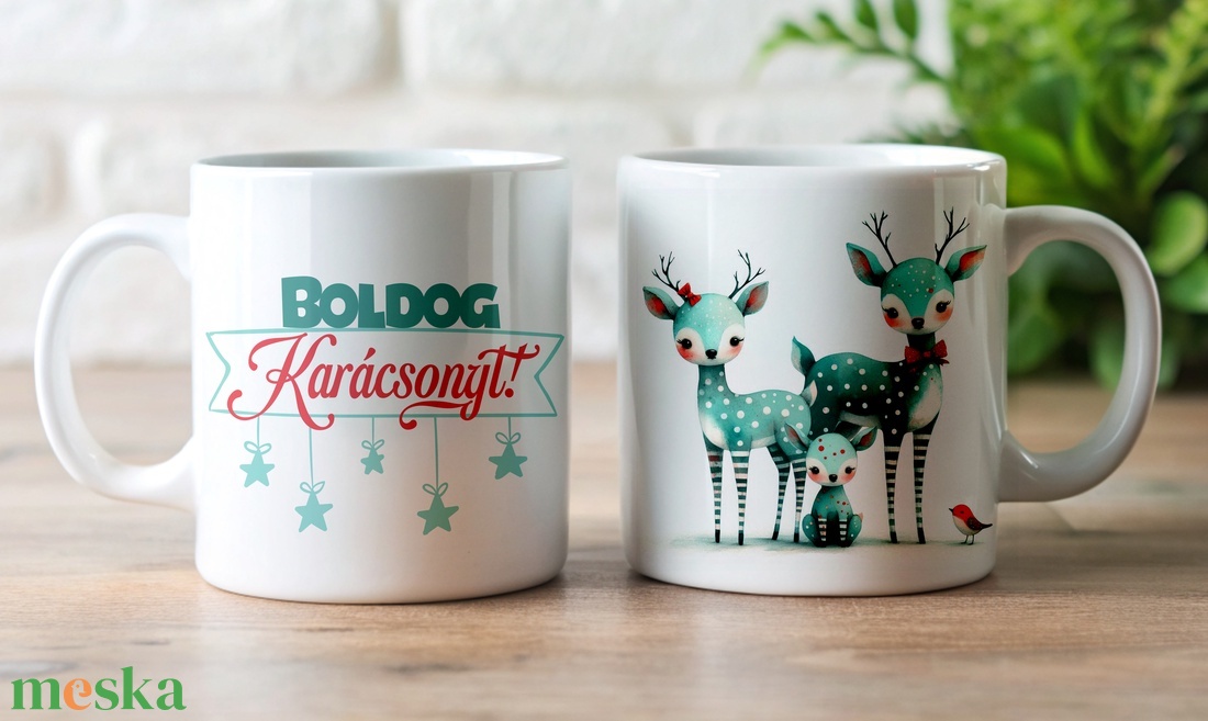 Őzike család - Boldog Karácsonyt! - otthon & életmód - konyhafelszerelés, tálalás - tálalás - bögre & csésze - Meska.hu