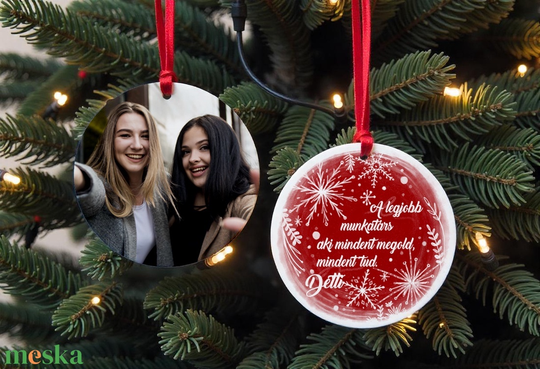 Karácsonyfadísz saját fotóval - egyéni felirattal - karácsony - karácsonyi lakásdekoráció - karácsonyfadíszek - Meska.hu