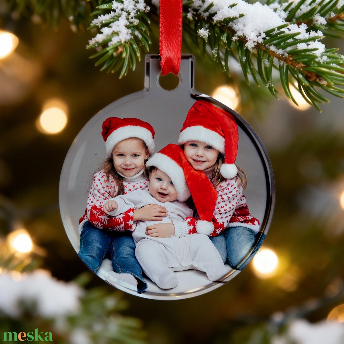 Akril karácsonyfadísz - saját fotóval - karácsony - karácsonyi lakásdekoráció - karácsonyfadíszek - Meska.hu