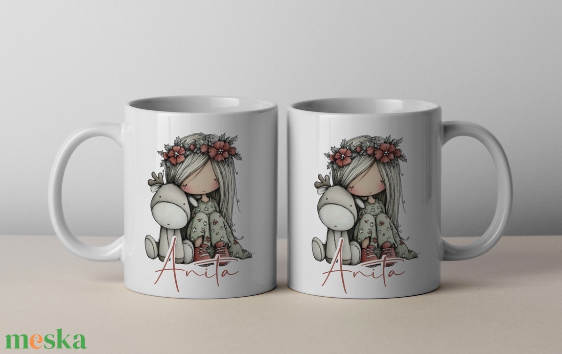 Karácsonyi bögre - saját névvel - karácsony - karácsonyi lakásdekoráció - ünnepi asztaldekoráció - Meska.hu