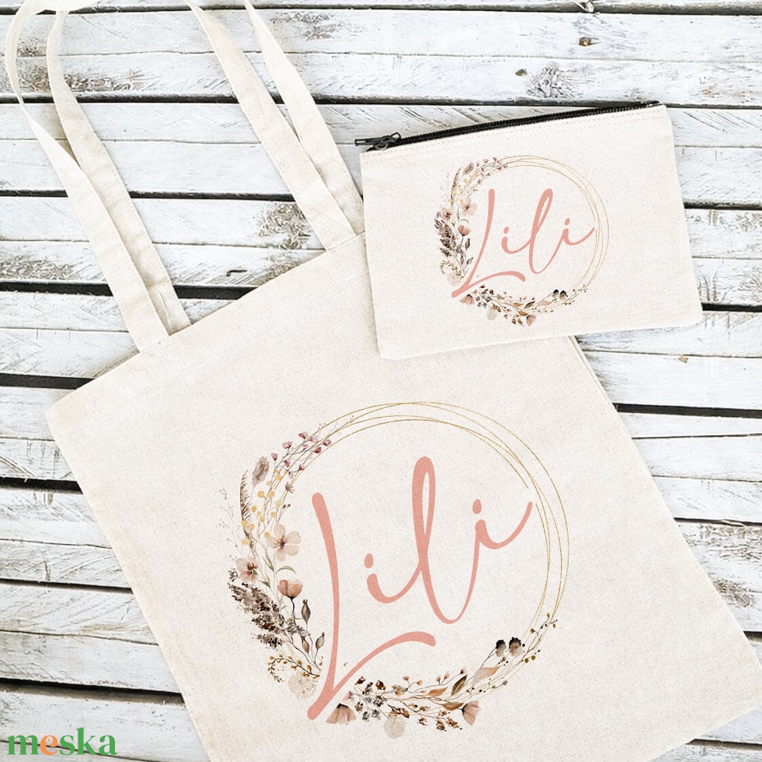 Bevásárlótáska és sminktáska szett - táska & tok - bevásárlás & shopper táska - shopper, textiltáska, szatyor - Meska.hu