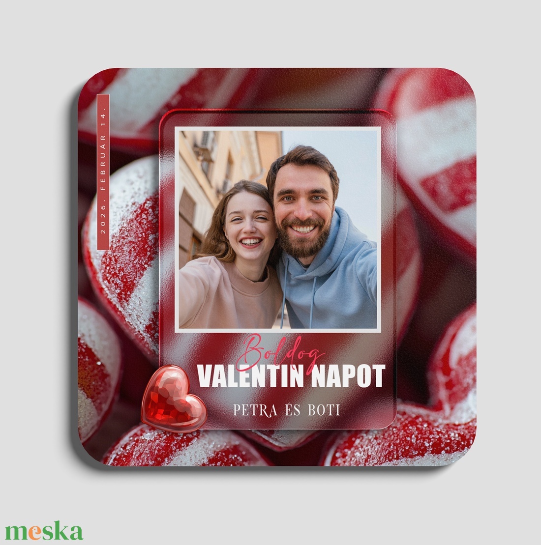 Valentin napi - hűtőmágnes saját fotóval - otthon & életmód - konyhafelszerelés, tálalás - konyhai dekoráció - hűtőmágnes - Meska.hu