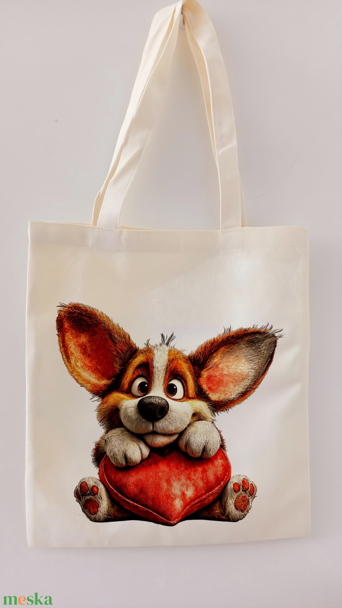 cuki corgi vászontáska - táska & tok - bevásárlás & shopper táska - shopper, textiltáska, szatyor - Meska.hu