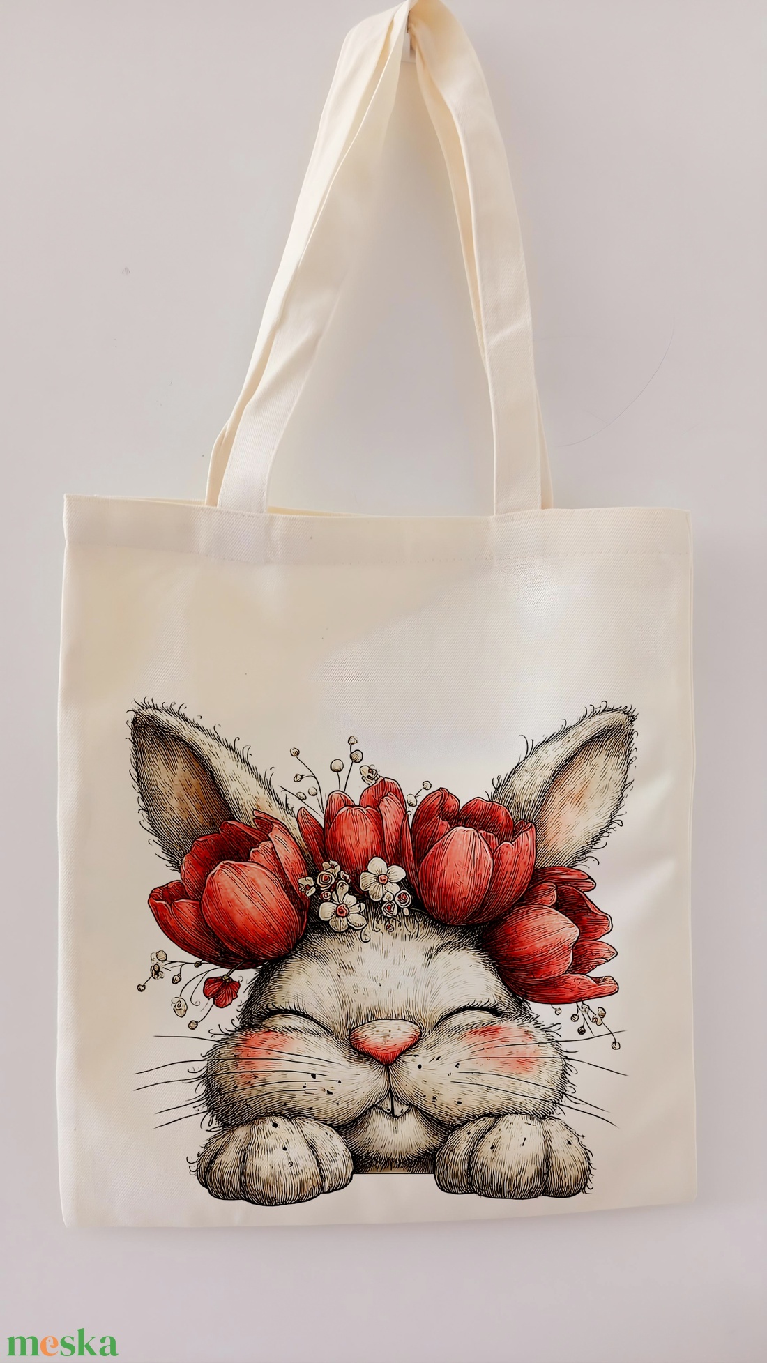 nyuszi vászontáska - táska & tok - bevásárlás & shopper táska - shopper, textiltáska, szatyor - Meska.hu