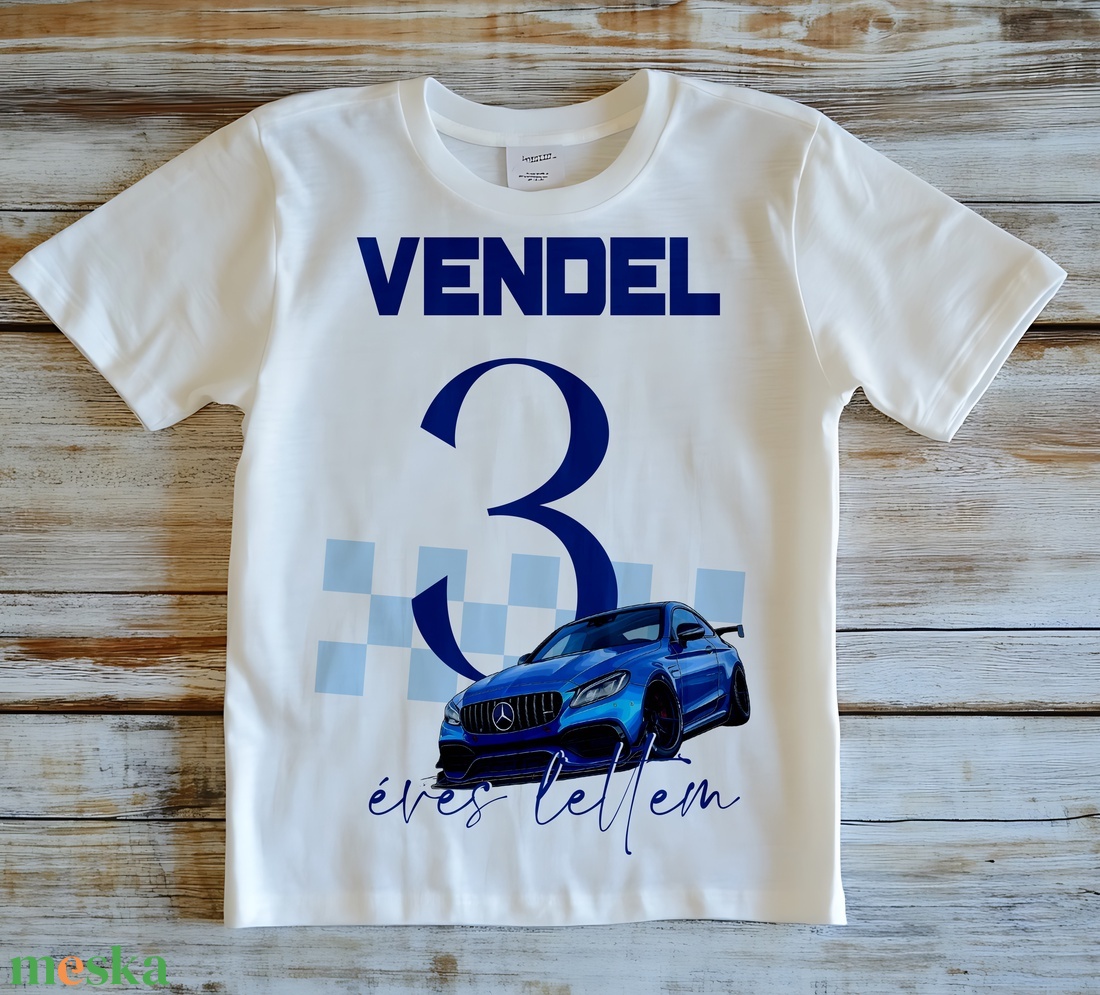 Szülinapi gyermek póló - kisautós grafikával - ruha & divat - gyerekruha - póló - Meska.hu