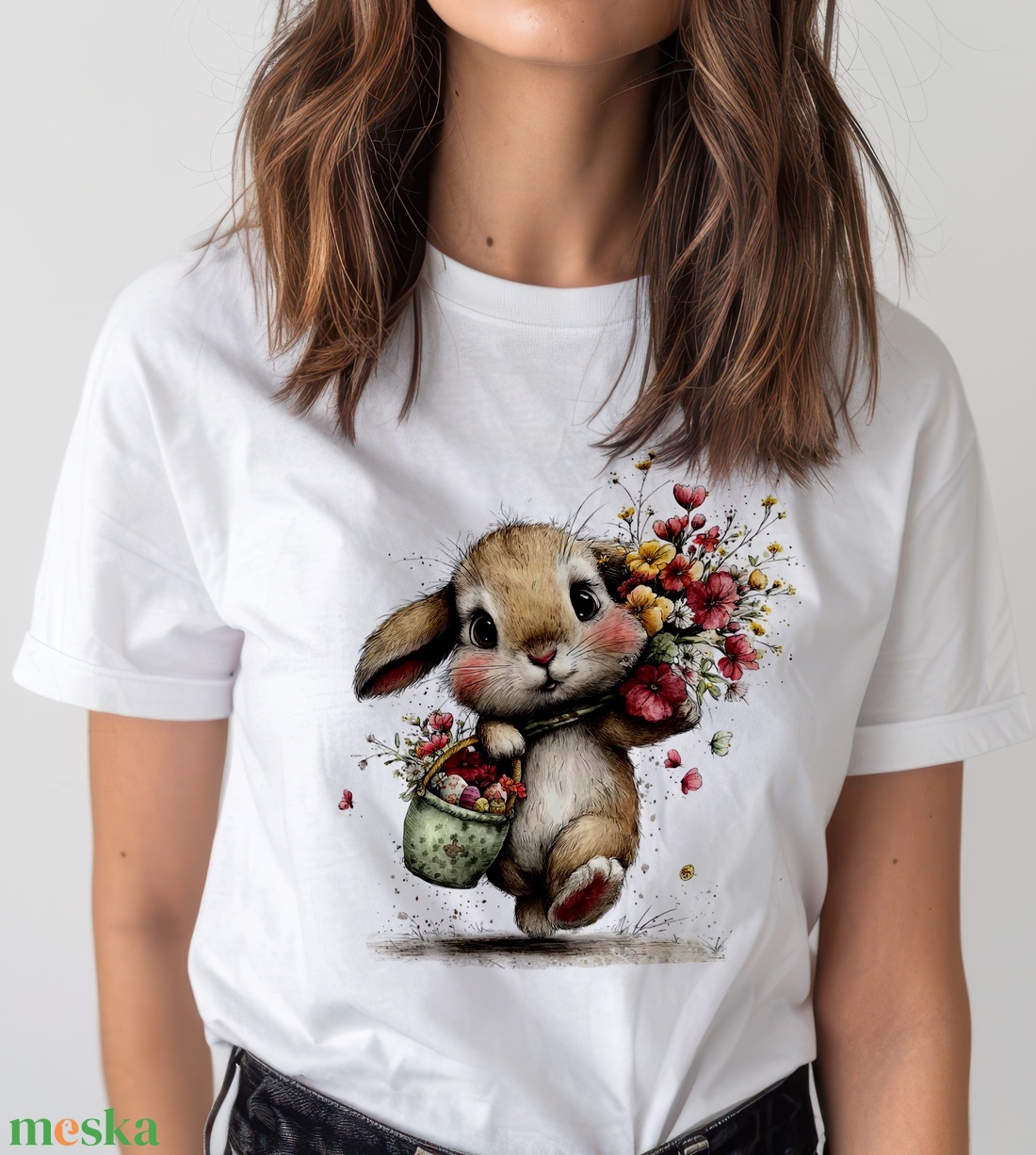 húsvéti nyuszis póló - ruha & divat - női ruha - póló, felső - Meska.hu