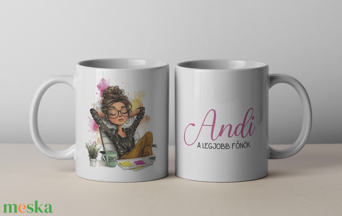 Bögre - legjobb főnök, névre szóló grafikával - otthon & életmód - konyhafelszerelés, tálalás - tálalás - bögre & csésze - Meska.hu