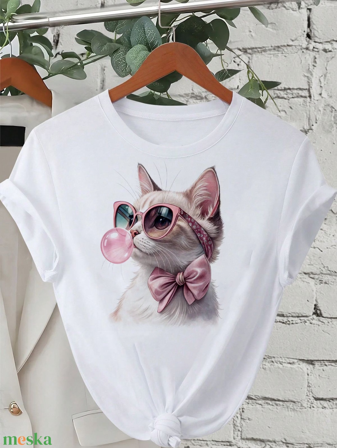 cuki cicás póló - ruha & divat - női ruha - póló, felső - Meska.hu