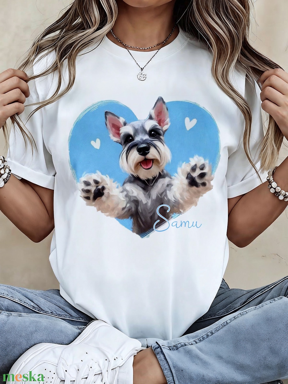 schauzer póló - kutyus névvel - ruha & divat - női ruha - póló, felső - Meska.hu