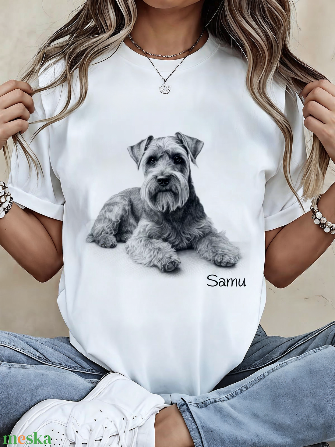 schauzer póló - kutyus névvel - ruha & divat - női ruha - póló, felső - Meska.hu