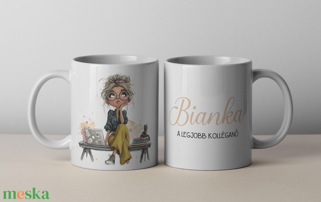 Bögre - legjobb kolléganő, névre szóló grafikával - otthon & életmód - konyhafelszerelés, tálalás - tálalás - bögre & csésze - Meska.hu