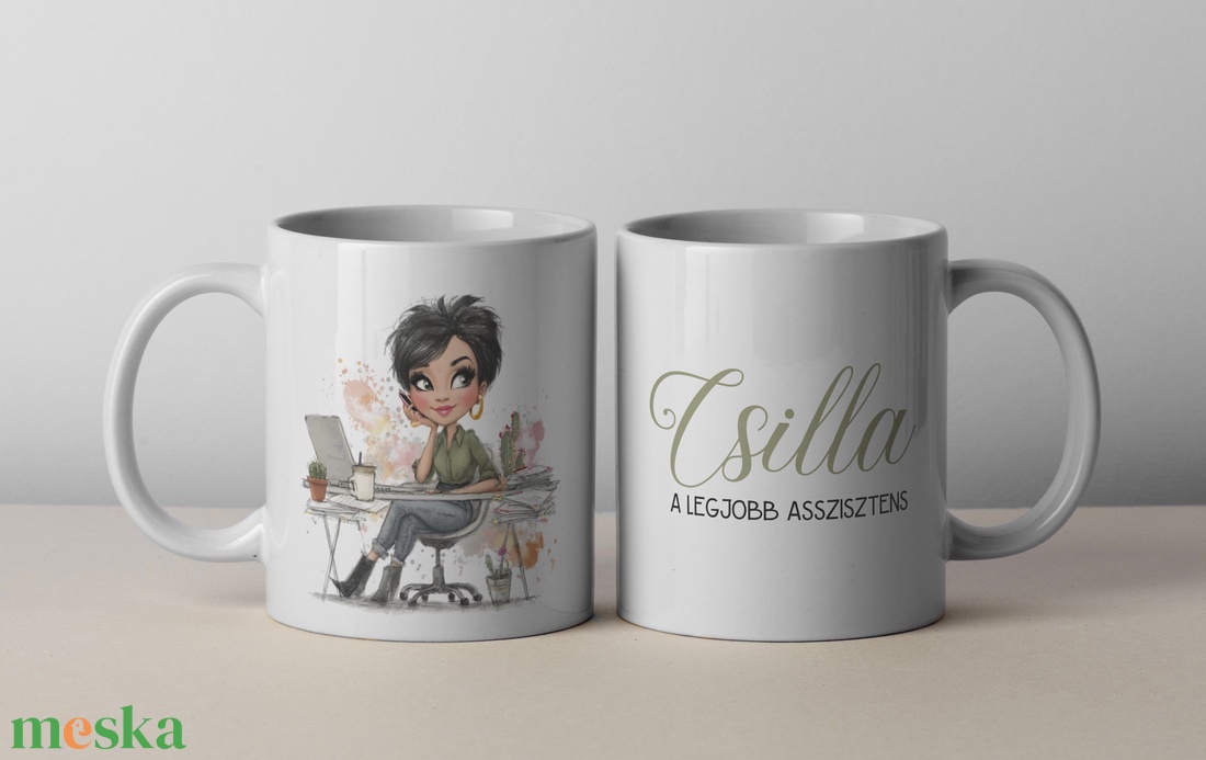 Bögre - legjobb asszistens, névre szóló grafikával - otthon & életmód - konyhafelszerelés, tálalás - tálalás - bögre & csésze - Meska.hu