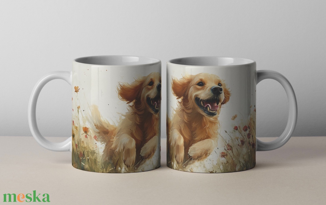 Bögre - golden retriver grafikával - otthon & életmód - konyhafelszerelés, tálalás - tálalás - bögre & csésze - Meska.hu