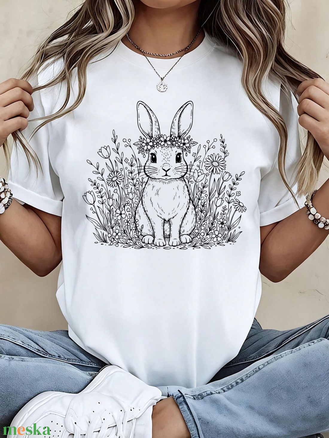 Színezhető - húsvéti női póló - ruha & divat - női ruha - póló, felső - Meska.hu