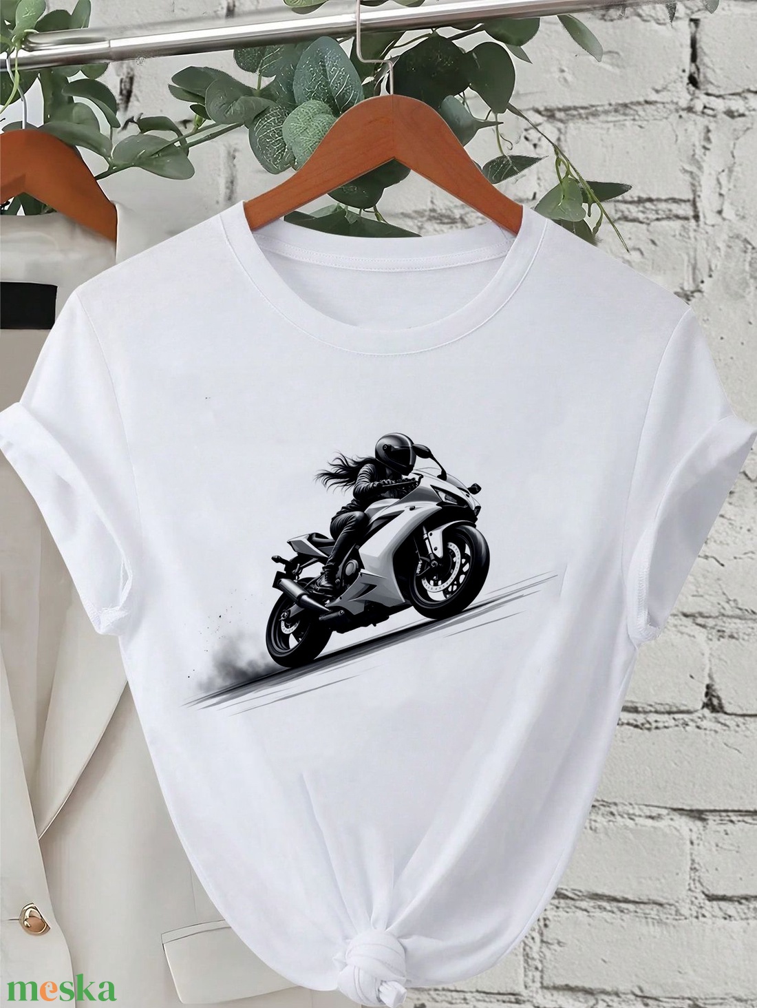 póló - motoros grafikával - ruha & divat - női ruha - póló, felső - Meska.hu