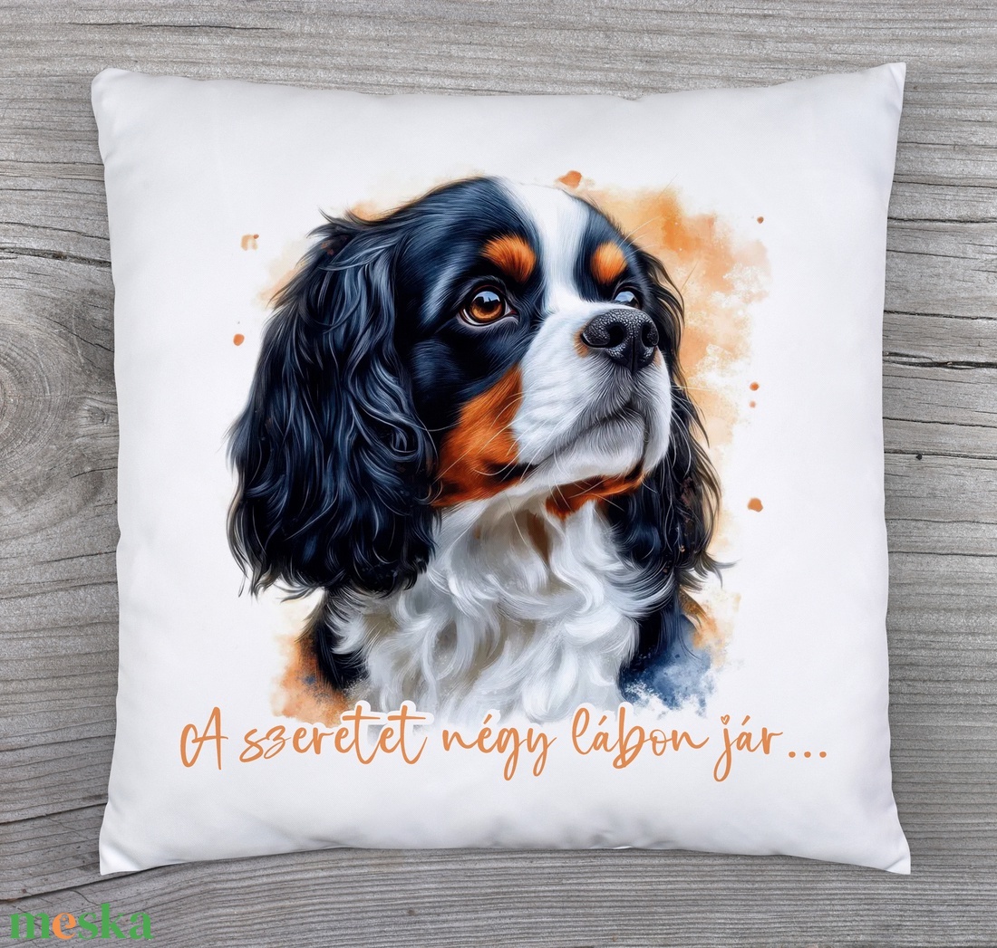 cavalier spániel - kispárna - otthon & életmód - lakástextil - párna & párnahuzat - díszpárna (belsővel együtt) - Meska.hu