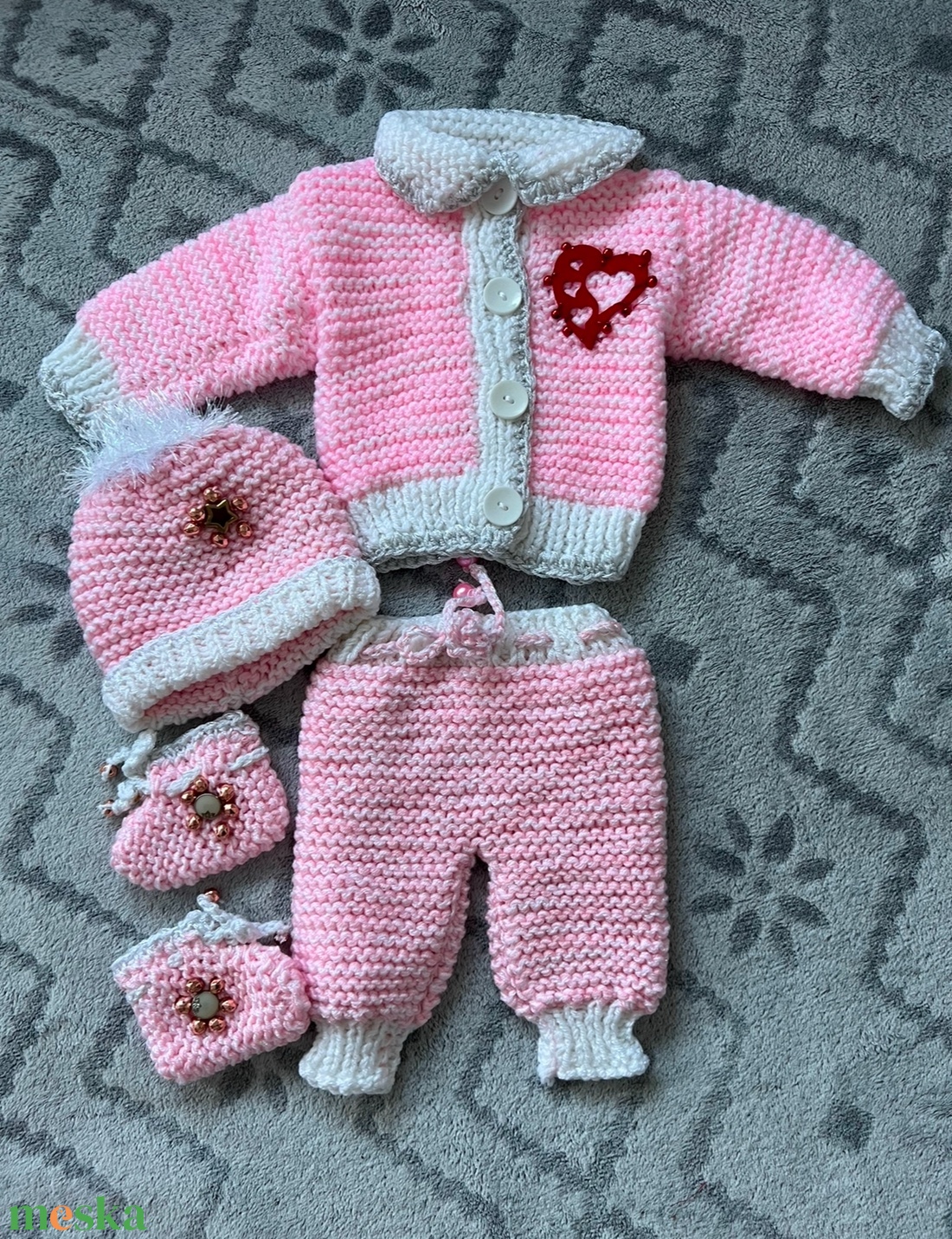 Kötött babaruha szett - ruha & divat - babaruha & gyerekruha - babafotózási ruha és kellék - Meska.hu