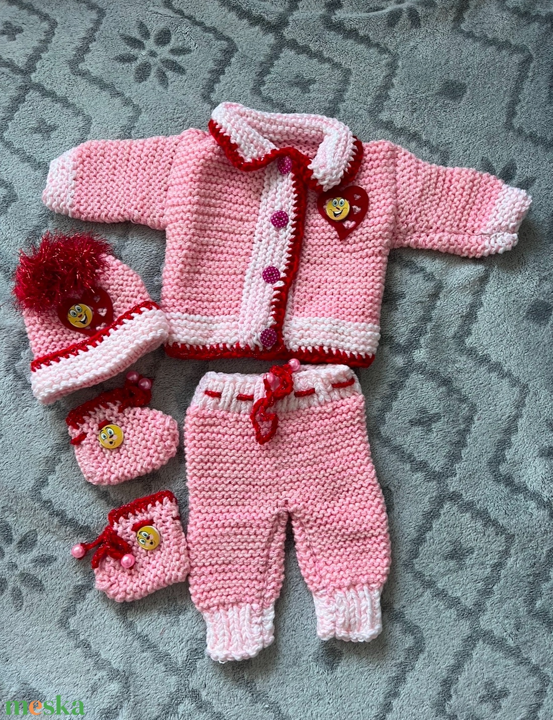 Kötött babaruha szett - ruha & divat - babaruha & gyerekruha - babafotózási ruha és kellék - Meska.hu