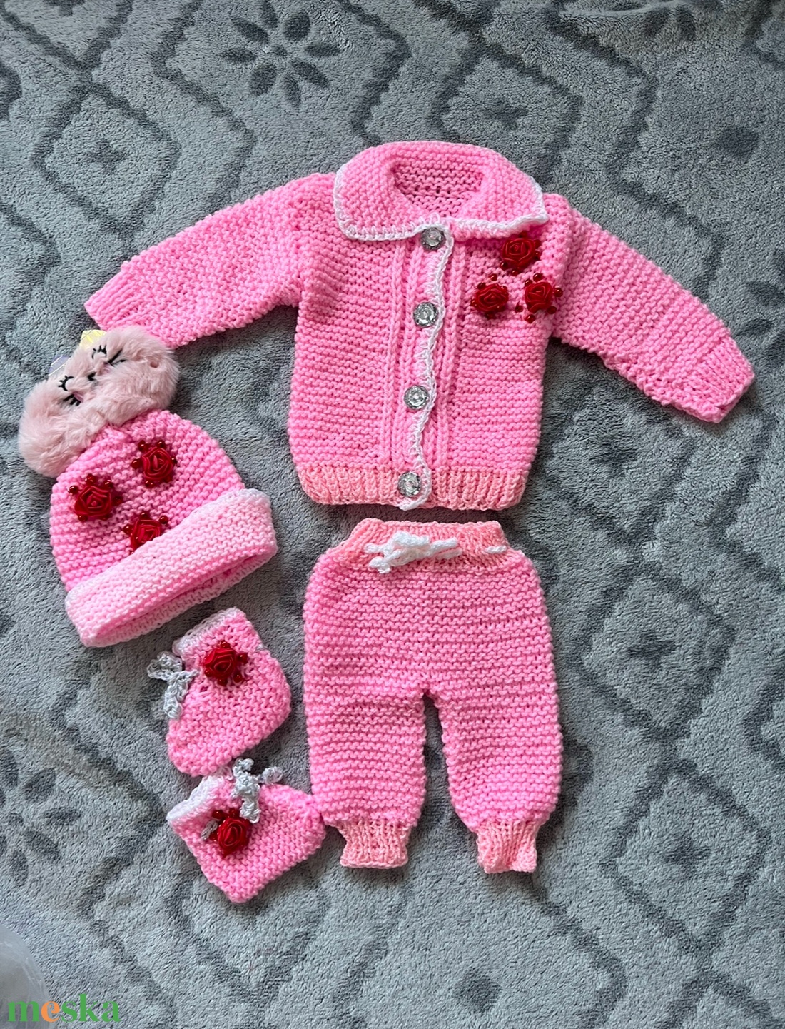 Kötött babaruha szett - ruha & divat - babaruha & gyerekruha - babafotózási ruha és kellék - Meska.hu