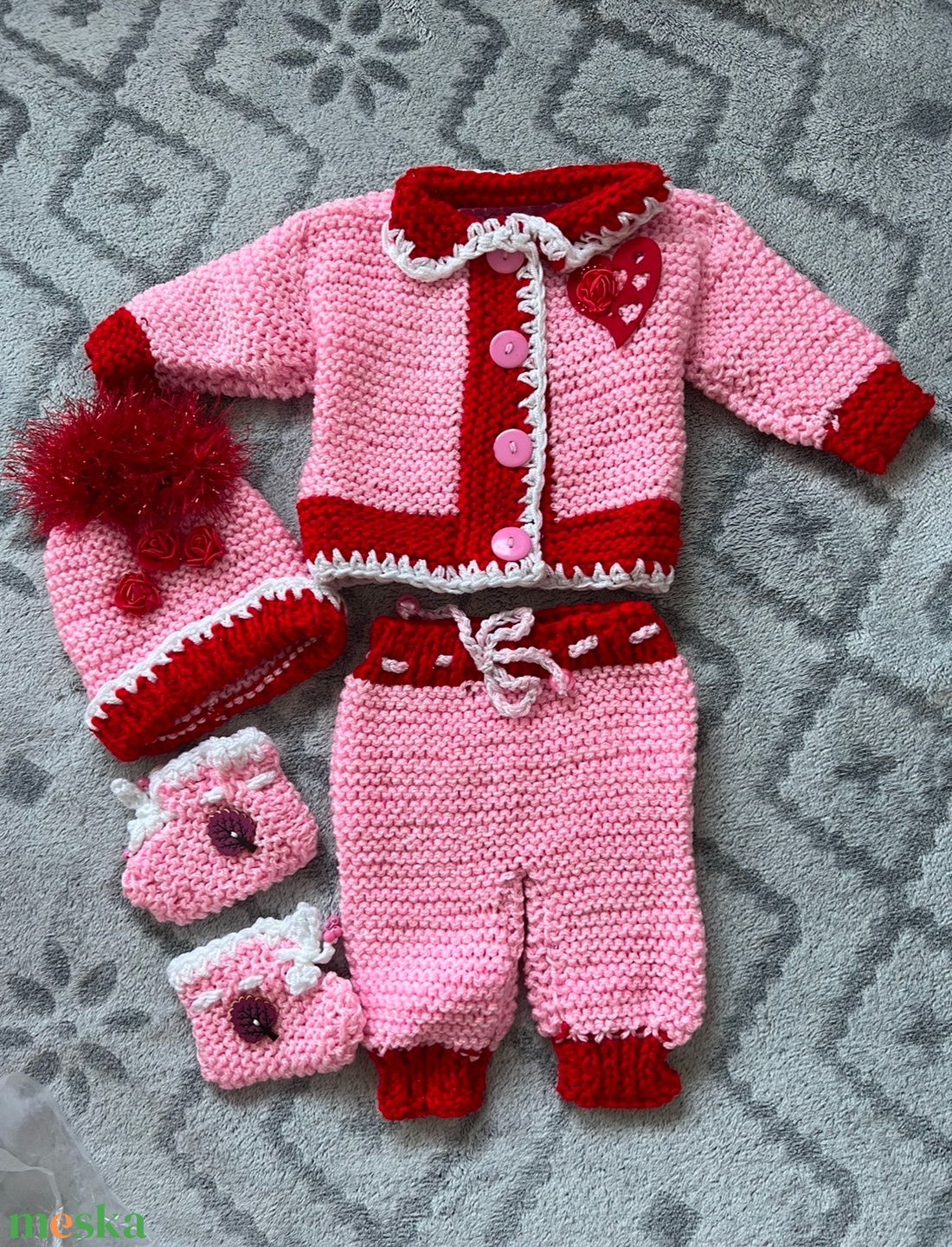 Kötött babaruha szett - ruha & divat - babaruha & gyerekruha - babafotózási ruha és kellék - Meska.hu