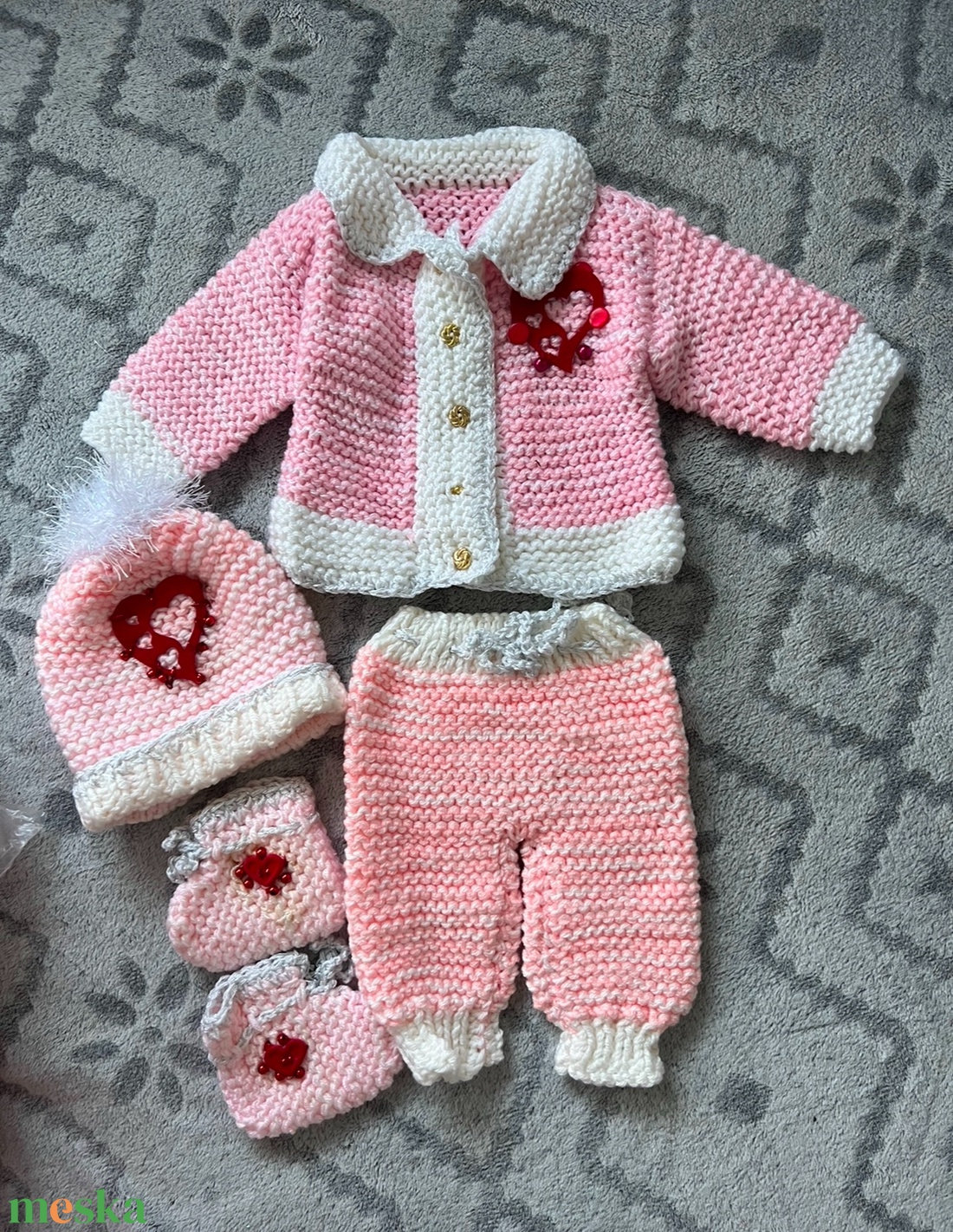 Kötött babaruha szett - ruha & divat - babaruha & gyerekruha - babafotózási ruha és kellék - Meska.hu