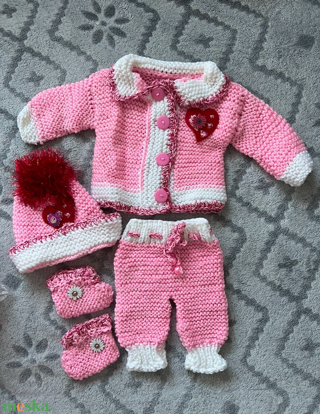 Kötött babaruha szett - ruha & divat - babaruha & gyerekruha - babafotózási ruha és kellék - Meska.hu